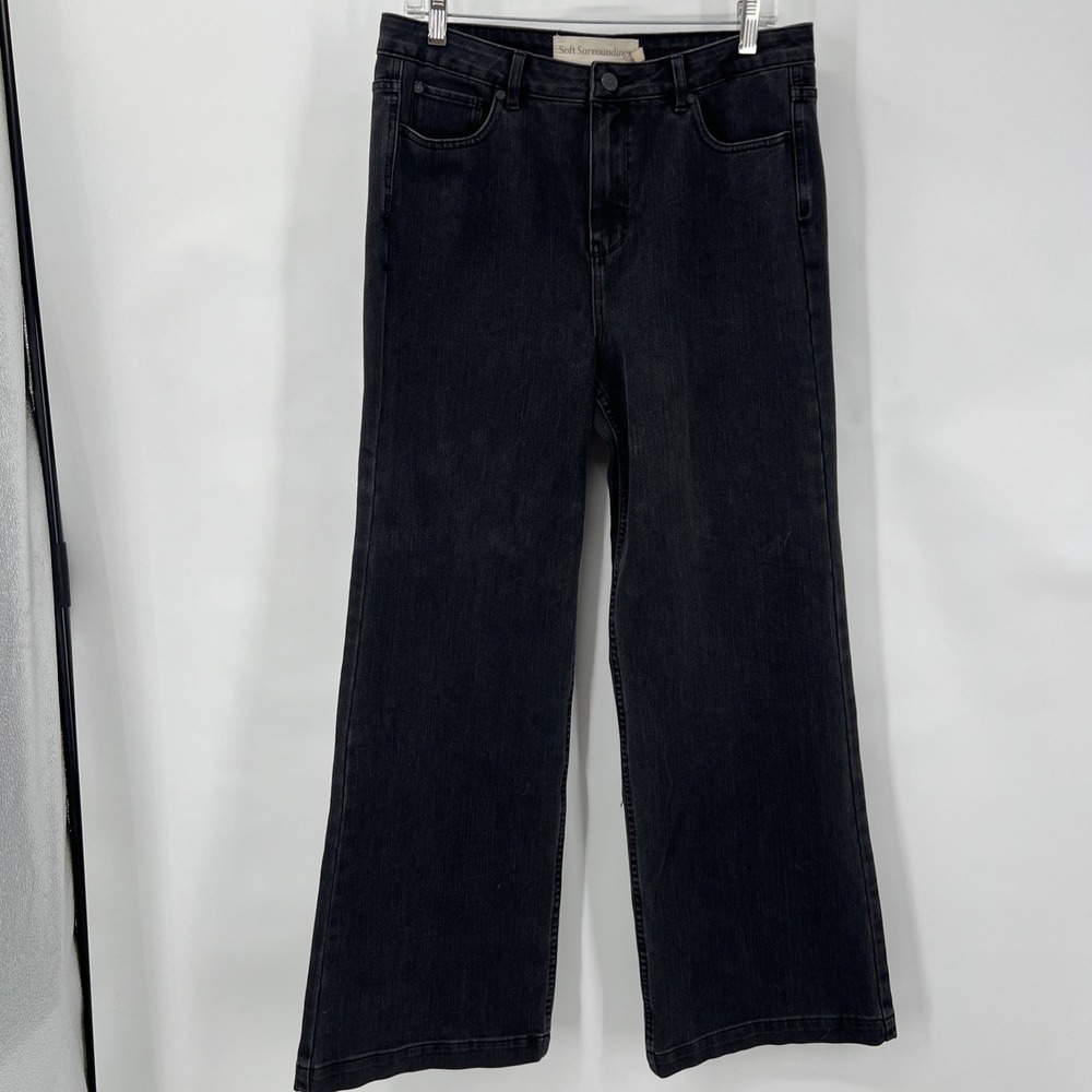 Soft Surroundings Ultimate Denim Wide Leg Jeans Size 10 Black